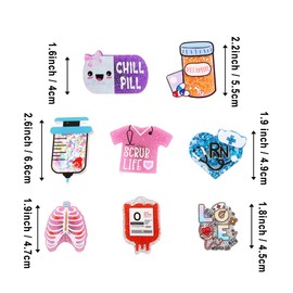 Vagocom 8Pcs Nurse Themed Charms Accessories for Simply Southern Totes and Bogg Bags,Inserts Decorative Accessories for Beach Bags, Plastic, plastic