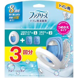 Febreze Deodorizing Air Freshener for Toilets, Blue Soap Refill Main Case, 2.4 fl oz (6.3 ml) + Refill 0.2 fl oz (6.3 ml) x 2 Packs