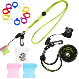 Chinco 19 Pcs Anti-lost Lanyard Set with 2 Pcs Neck Straps 12 Pcs Anti-lost Silicone Ring 5 Pcs Lanyard Accessories