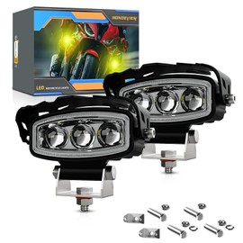 MONDEVIEW Motorcycle Auxiliary LED Light Driving Fog Lights White Amber High Low Beam Offroad Driving Lights Compatible with Tractor Truck ATV UTV SUV Boat