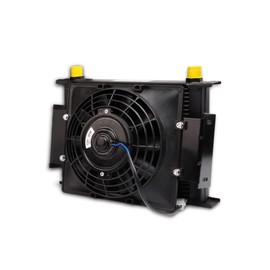 30 Row 10AN Universal Aluminum Engine Transmission Oil Cooler + 7" Fixed Cooling Fan Kit