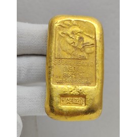 LAOJUNLU Antique Brass Lion Ingot Set - Vintage Hong Kong Gold Style Replicas for Feng Shui Decor, Movie Props & Collectibles with Traditional Chinese Inscriptions (Multiple Styles)