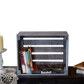 Darla'Studio 66 Antique Gray Stained Rustic Wood Crate