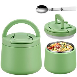 Itslife Thermal Food Container, 420 ml, Stainless Steel Food Storage Container with Buckle Lid and Spoon, Thermal Lunch Box, Children, Leak-Proof, Food Container for Picnics, Schools and Offices
