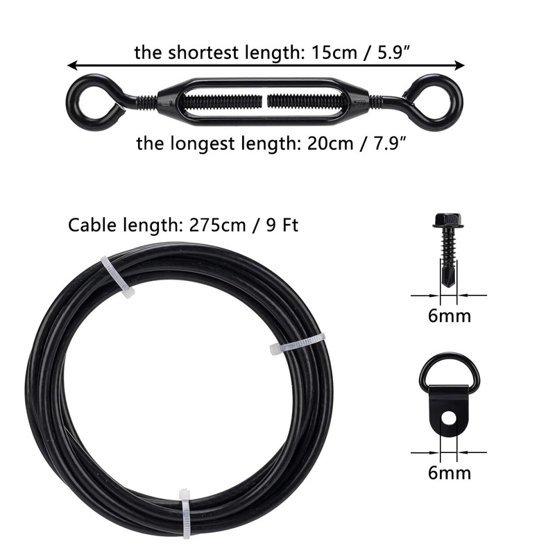 4 Packs Alloy Steel Supporting Anti-Sag Gate Cable Kits for
