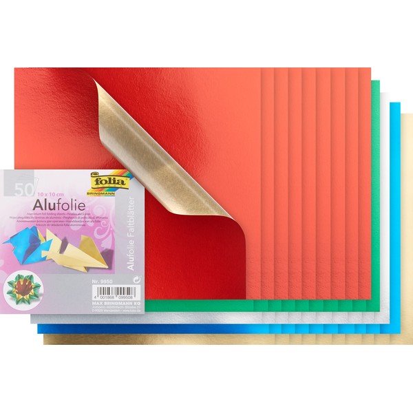 Aluminium Folding Sheets 15 x 15 cm 50 Sheets Assorted
