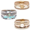 Wovanoo Leather Wrap Bracelet Set 3Pack Leather Cuff Bracelet for