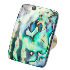 Amogeeli 4pcs Abalone Shell Brass Cabinet Knobs Set with Screws, Decorative Sea Shell Stone Dresser Pull Handle Knob for Drawer Closet Cupboard