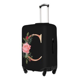 Wansin Floral Letter C Travel Luggage Cover Spandex Suitcase Protector Elastic Washable Stretch Suitcase Cover,Size XL(Fit 29-32inch Suitcase)