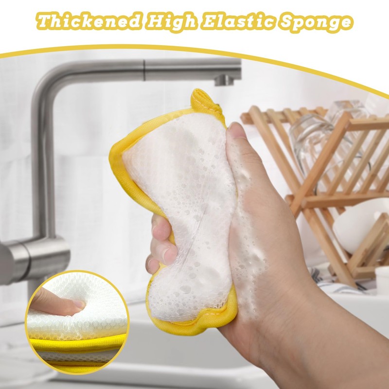 INSPUTOL Washing Up Sponge, Double-Sided Cleaning Pads, Multi-Purpose Scrubbers for