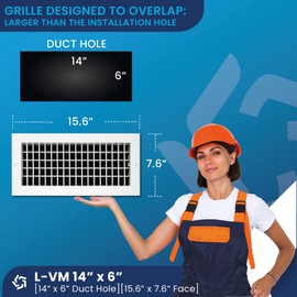 Premium Aluminum Wall Vent Cover - 14 x 6 Inch AC Grille with Adjustable Blades - Rustproof and Durable - Enhance Airflow Efficiency- [Front Grille Size: 15.6" x 7.6"][Duct Hole:14" x 6"]