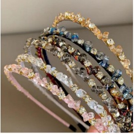 5-Color Beaded Crystal Cubic Headband Hairband White/ONE SIZE