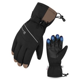 KUTOOK Ski Gloves Men Women Waterproof Snowboard Gloves Warm Windproof Touchscreen Reflective Winter Gloves Snowboard Gloves Winter Black M