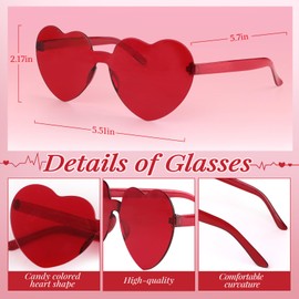 Lainlight Valentines Day Heart Headband and Heart Glasses, 6 Pcs Each, Costume Cosplay Accessories for Kids Adults, Party Supplies, Romantic Gift