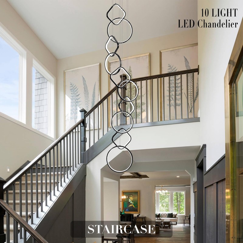 AIRYPHANT Modern LED Chandelier High Ceiling Staircase Chandeliers Foyer Lighting