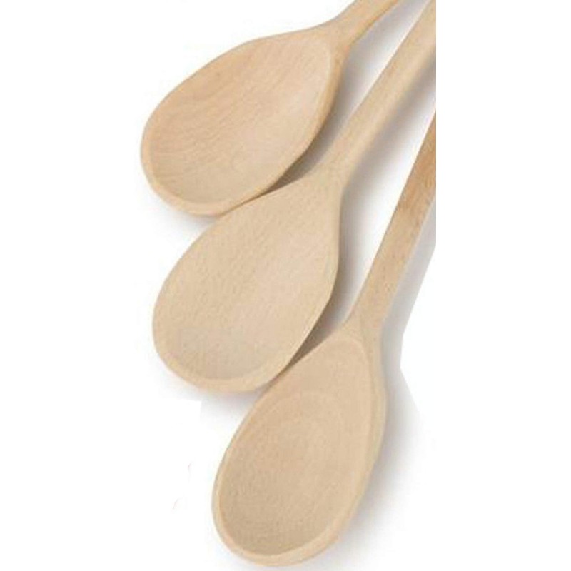 Set of 6 x 10" (250mm) Beechwood Wooden Spoon, Ideal