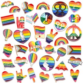 DTOFOOT 36 Pieces Rainbow Enamel Brooches Mixed for Clothes Backpack Jewelry Hat Jacket Decoration Rainbow Small