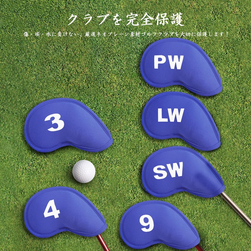 11pcs Golf Iron Covers Magnetic Closure Golf Head Covers Wedge