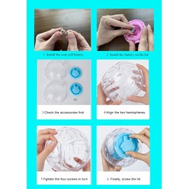 Flash Hamster Ball 15cm 6Inch Running Activity Exercise Ball Toy Transparent Hamster Ball Small Animals Cage Accessories for Small Animals (L, Blue D)