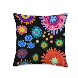 Zoa Garden Tees Tropical Zoanthid Saltwater Flower Polyp Coral Reef Pattern Throw Pillow, 16x16, Multicolor