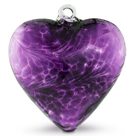 Hand Blown Glass Heart Ornament (Purple)
