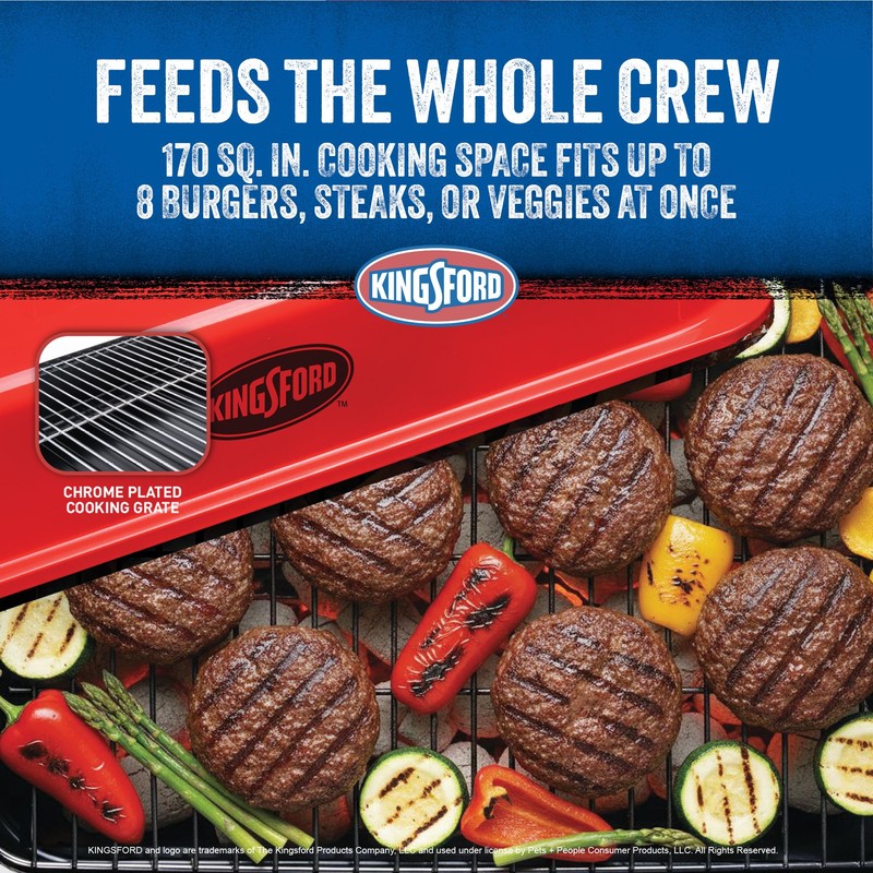 Kingsford Tabletop Charcoal Grill, Portable, Compact Grilling and BBQ, 17"