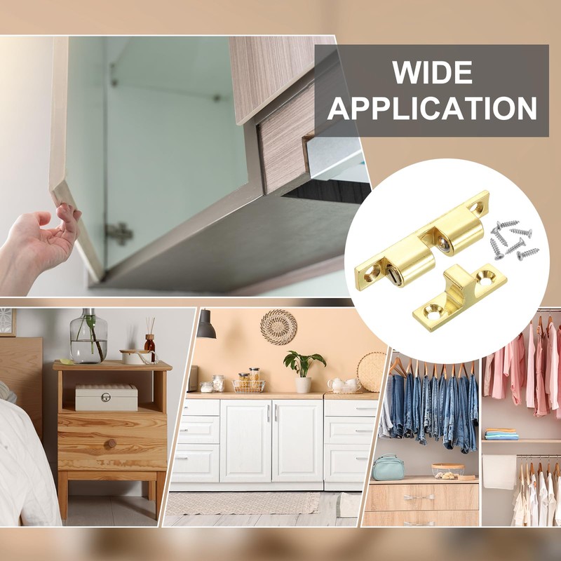 sourcing map 4Pcs Cabinet Latch Double Roller Catch, Lock Stop