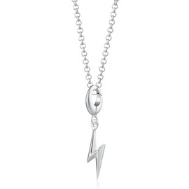 Lily Charmed Sterling Silver Lightning Bolt Charm Necklace on 40-45cm Silver Belcher Chain for Women, Designed in the UK
