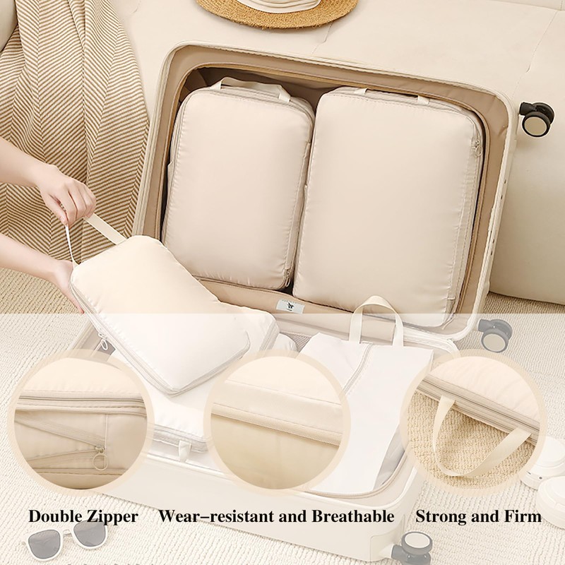 Lxoraziy Set of 4 Compression Packing Cubes, Ultra Lightweight Expandable