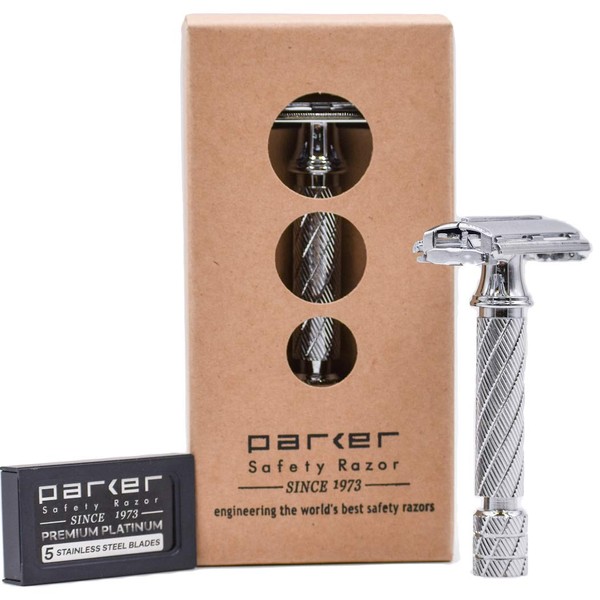 Parker 87R Men's Butterfly Open Double Edge Safety Razor - Delivers a Smooth, Close & Comfortable Shave