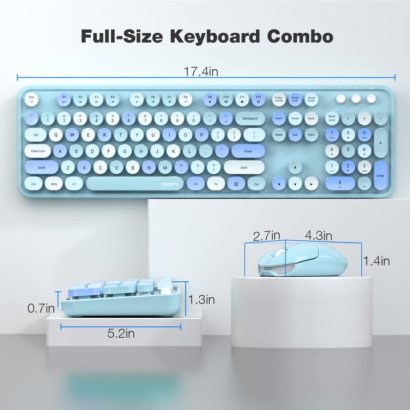 MOFII Wireless Keyboard and Mouse Combo, Retro Wireless Keyboard with