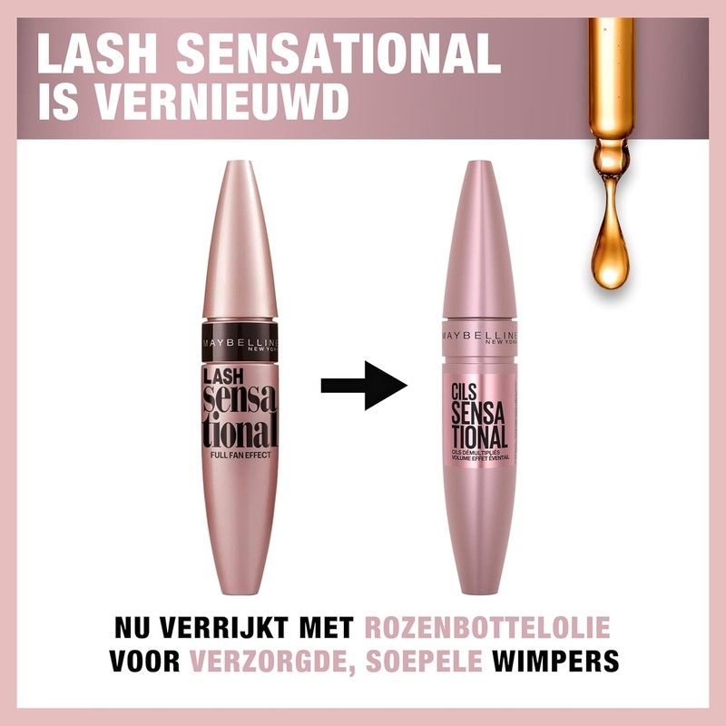 Maybelline Mascara Lash Sensational Lavable, Very Black, 9 gr