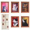 5Pcs Funny Wooden Fridge Magnets Frame Retro Cute Cat Frog