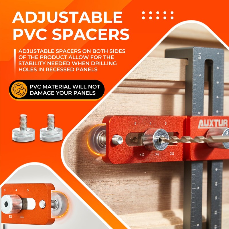AUXTUR Cabinet Hardware Jig, Adjustable Cabinet Handle Template Tool with
