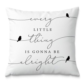 Fuasei Every Little Thing is Gonna Be Alright Pillow Covers 18x18, Positive Affirmation Gifts, Inspirational Gifts Motivational Encouragement Gifts for Women Men Teens