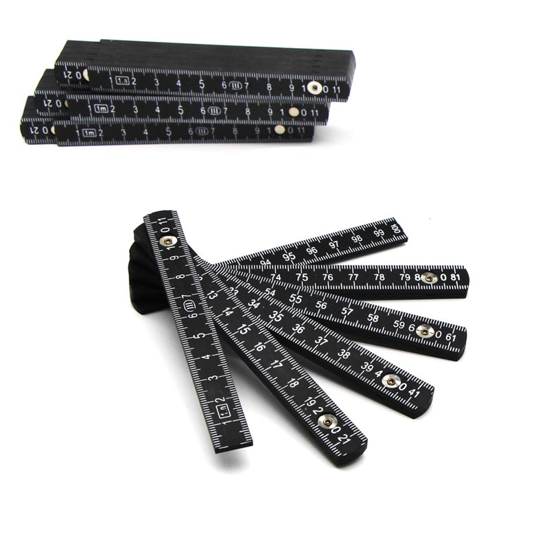 Set of 4 Folding Rulers 1 Metre Portable Plastic Folding