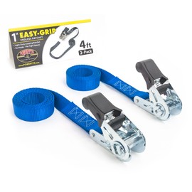 PowerTye Mfg Endless Ratchets - 1in x 4ft Easy Grip (no Hooks) - 400 lb. Working Load Limit / 1,200 lb. Break Strength - Blue 2-Pack