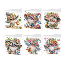 DCIDBEI Diamond Painting Geburtstagskarte Diamond Painting Karten 6 Stück DIY Diamant Painting Glückwunschkarten Geschenkkarte Malen nach Zahlen Geburtstag Karte Zwerg Dankeschön Karte Abschiedskarte