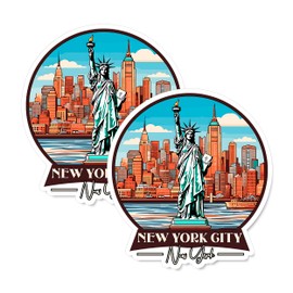 New York City New York Magnet 4 inch 2 Pack Vinyl for Souvenir Gift Refrigerator Fridge Dishwasher ID44999