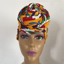 1PACK Long Kente Headwraps Headband Scarfs African Traditional Ankara Wax Print Head Wrap Kwanzaa Choir Black History Graduation for Women Men Girls Boys (22 * 70 inch2)
