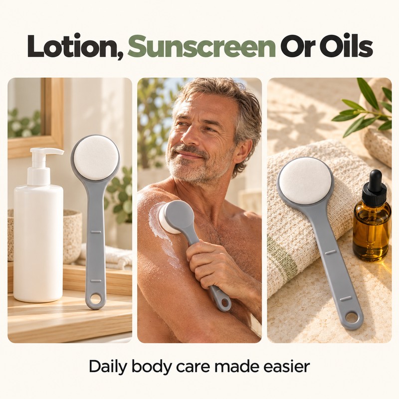 Long Handle Back Lotion Applicator – 11.2 Inch Sponge Lotion