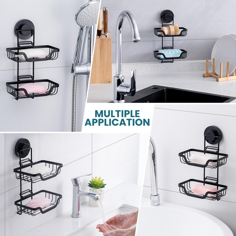 TAILI Double Layer Soap Holder, Drill-Free Bar Soap Dish Tray