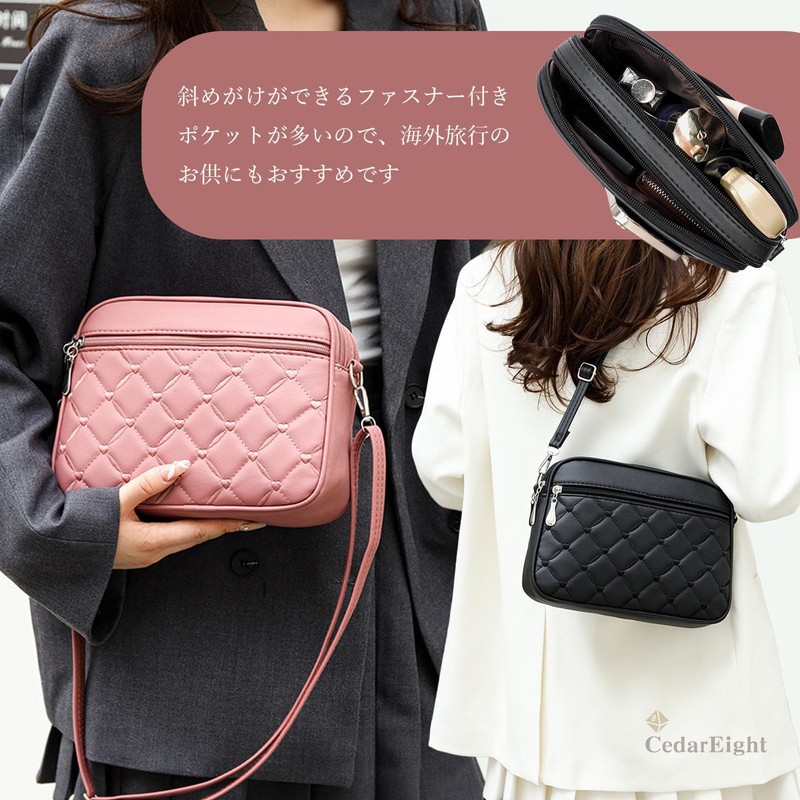 Cedar Eight Women's Heart Pattern Quilted Shoulder Bag, Pink