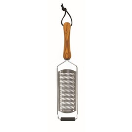 Bisetti Stainless Steel Fine Grater Slicer With Olive Wood Handle, 31.5 cm