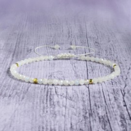 Unbranded White Moonstone Crystal Bracelet Healing Gems Beaded Dainty Women Men Bracelet