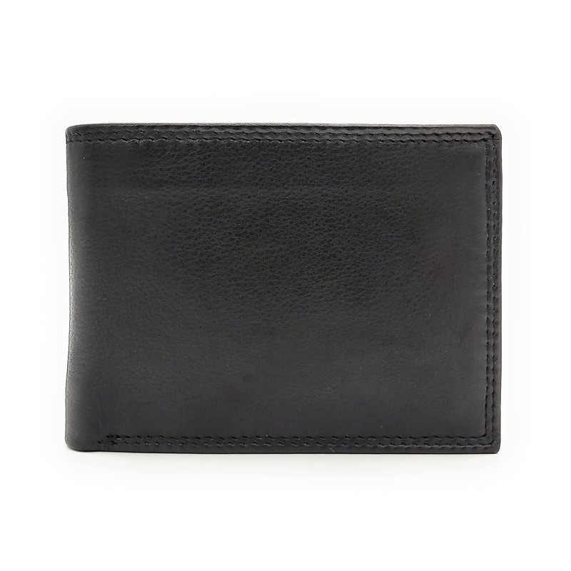 Lemasi Classic Genuine Leather Wallet with RFID Protection Cowhide Black,