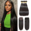 Straight Bundles With Closure Human Hair Hair 16 18 20