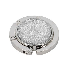 Foldable Purse Hook Floding Handbag Hanger Bling Rhinestone Bag Holder for Table Desk 1 PCS White - Color: A-Black*1