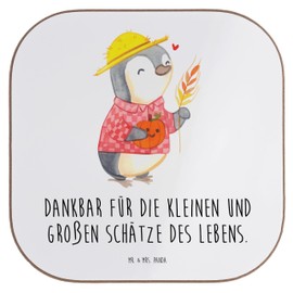 Mr. & Mrs. Panda Drinks Coaster Thanksgiving Treasures - Gift, Love and Gratitude, Wooden Coaster Design, Thanksgiving