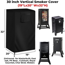 30-inch Vertical Smoker Cover, Compatible with Most of Vertical Smoker (19" Lx20 Wx32 H), Heavy-Duty and Weather-Resistant Oxford Fabric with Adjustable Drawstring